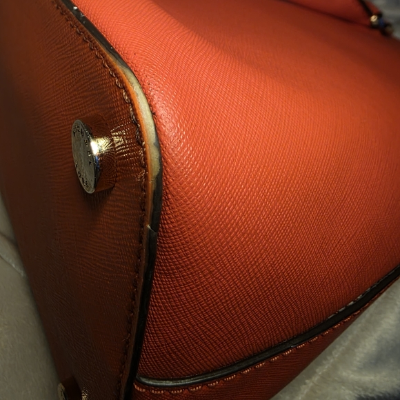 Michael Kors Cindy Medium Dome Satchel - Mandarin Saffiano Leather - Picture 11 of 16